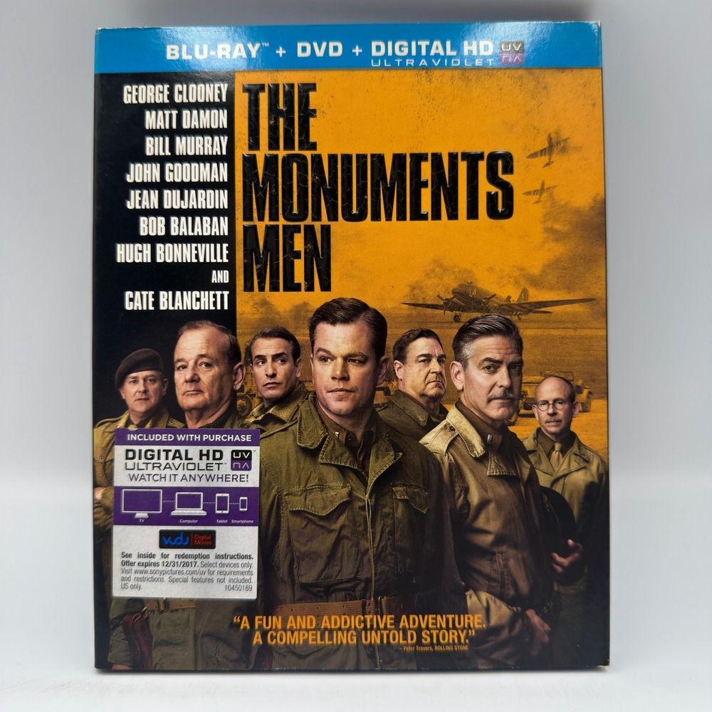 The Monuments Men Blu-ray DVD Combo George Clooney Matt Damon World War II Movie
